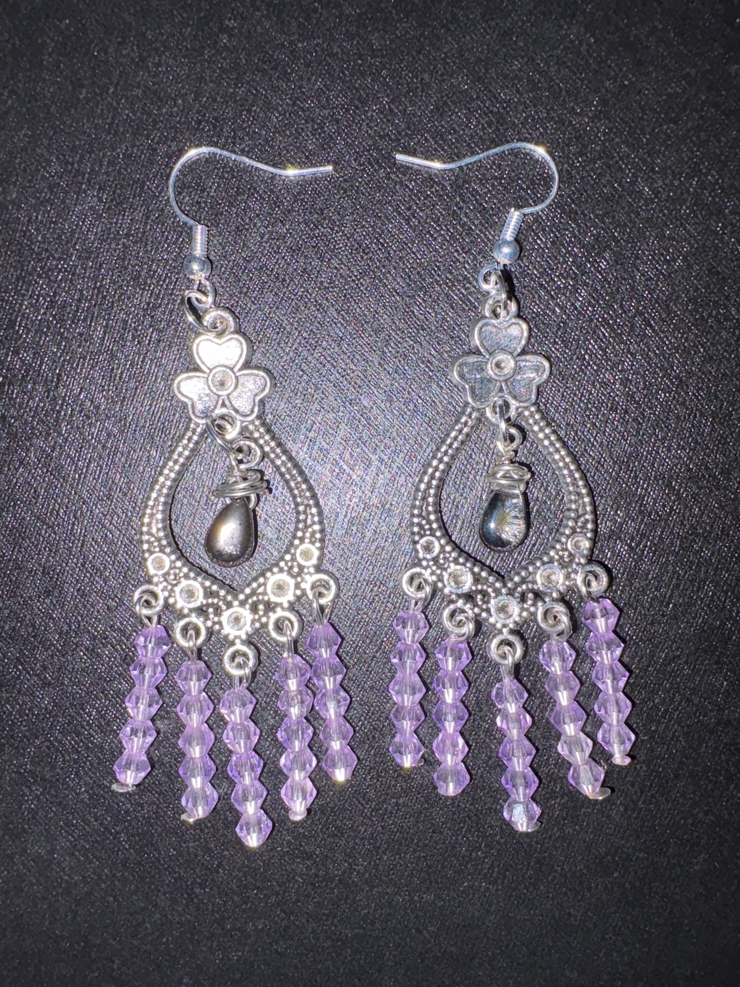 Pewter Loops with Light Purple Glass Beads