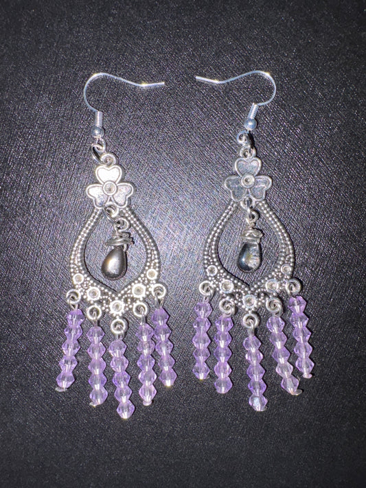 Pewter Loops with Light Purple Glass Beads