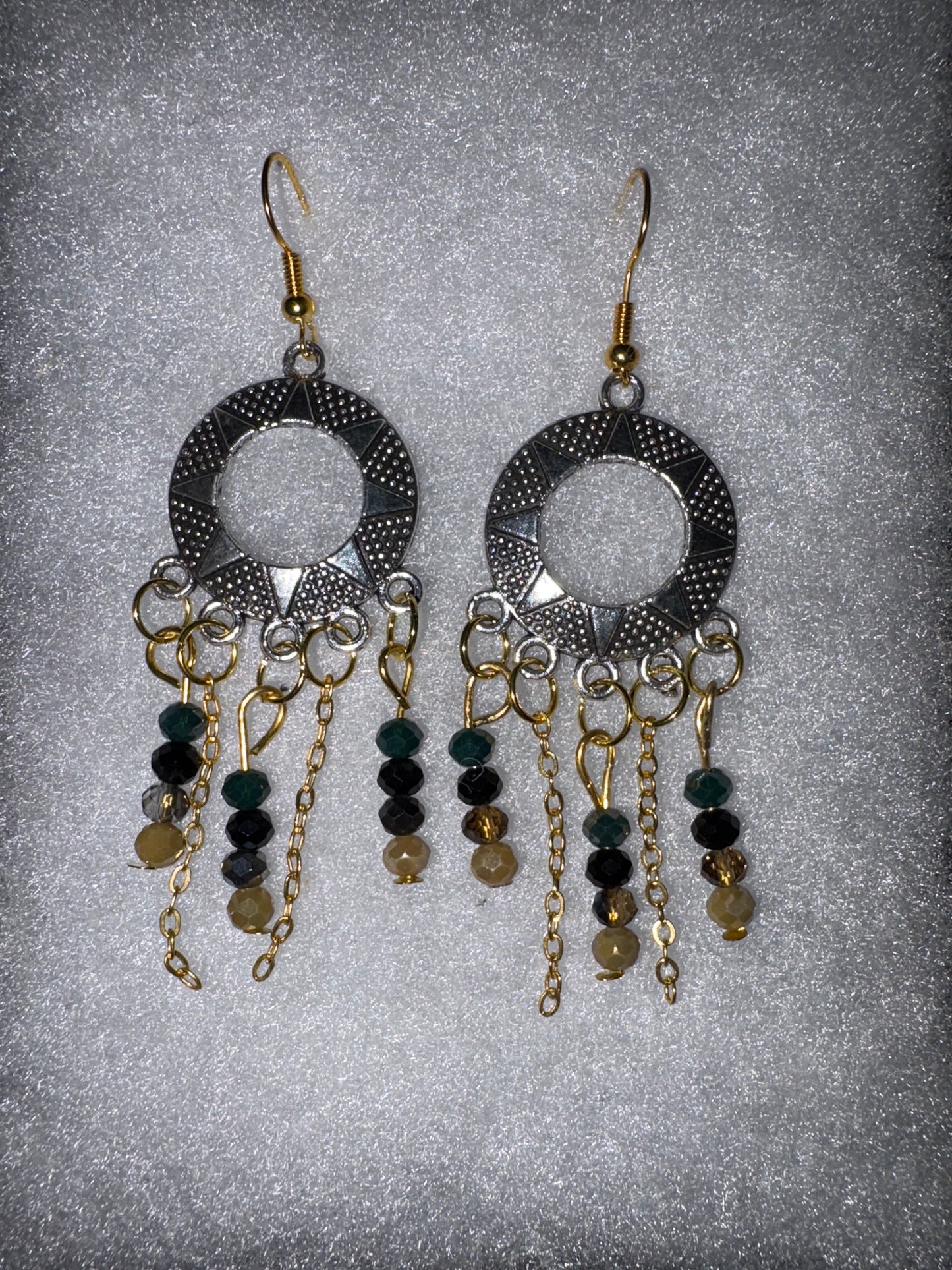 Pewter Hoops with Glass Beads and Chain