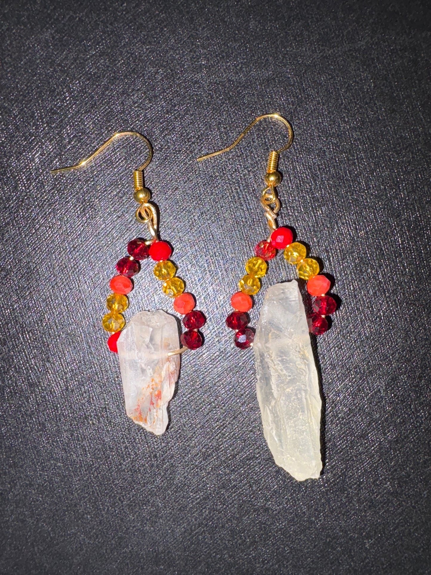 Quarts and Glass Beads Earrings